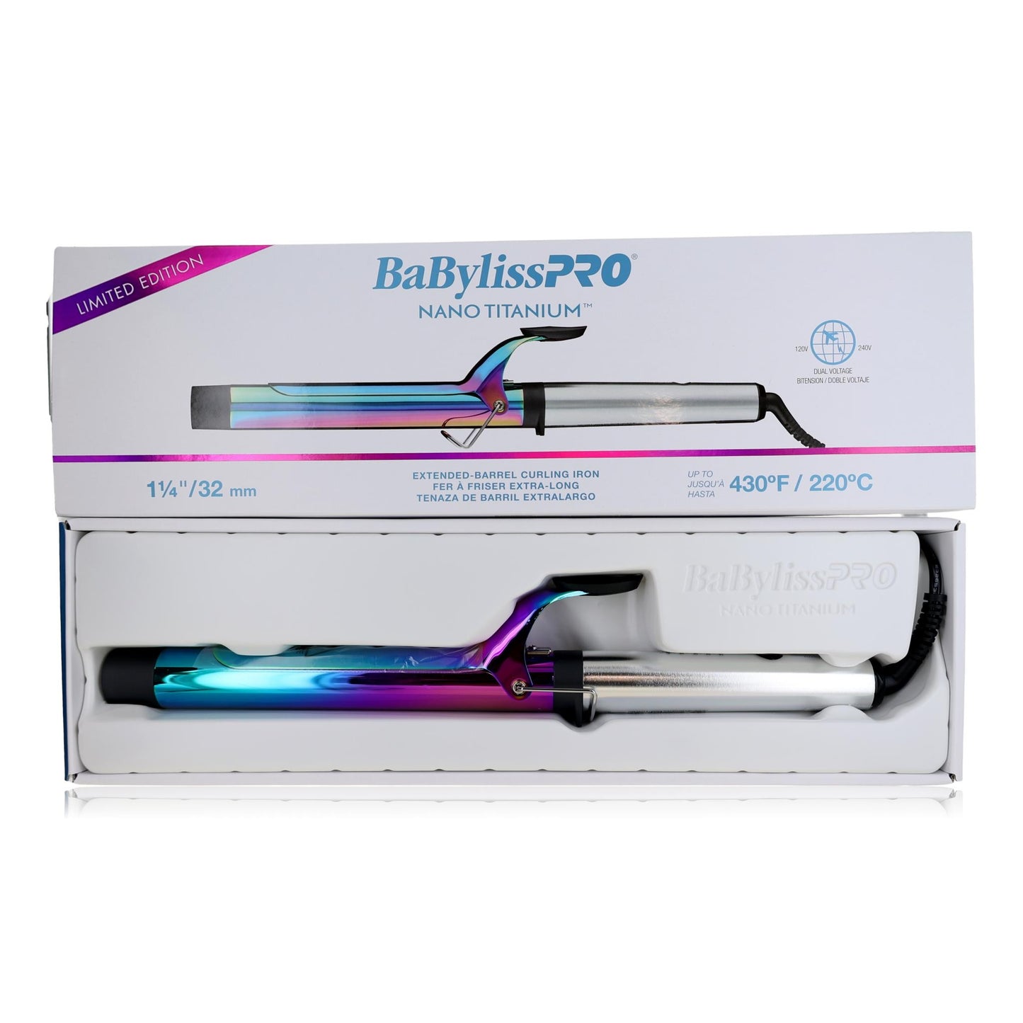 Nano Titanium Extended Barrel Curling Iron by BaBylissPRO, 1 1/4"