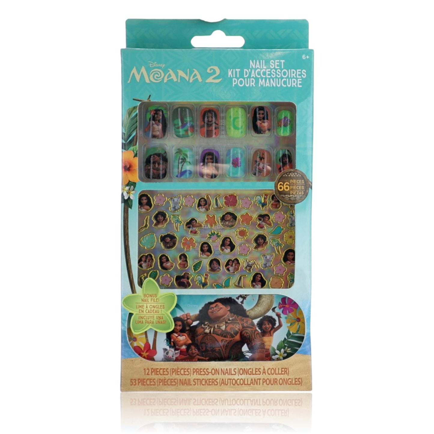 Moana Nail Art Set by Disney, 66 Piece Set for Kids